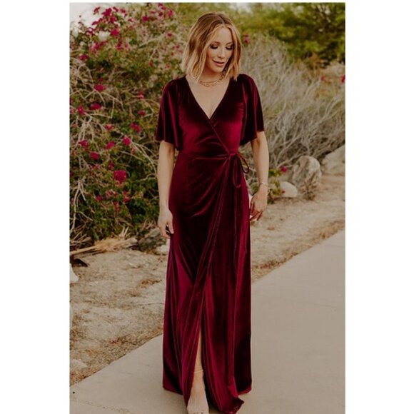 Baltic Born Meghan Velvet Wrap Maxi Dress M Bridesmaid Cocktail Party Gown - Picture 1 of 7